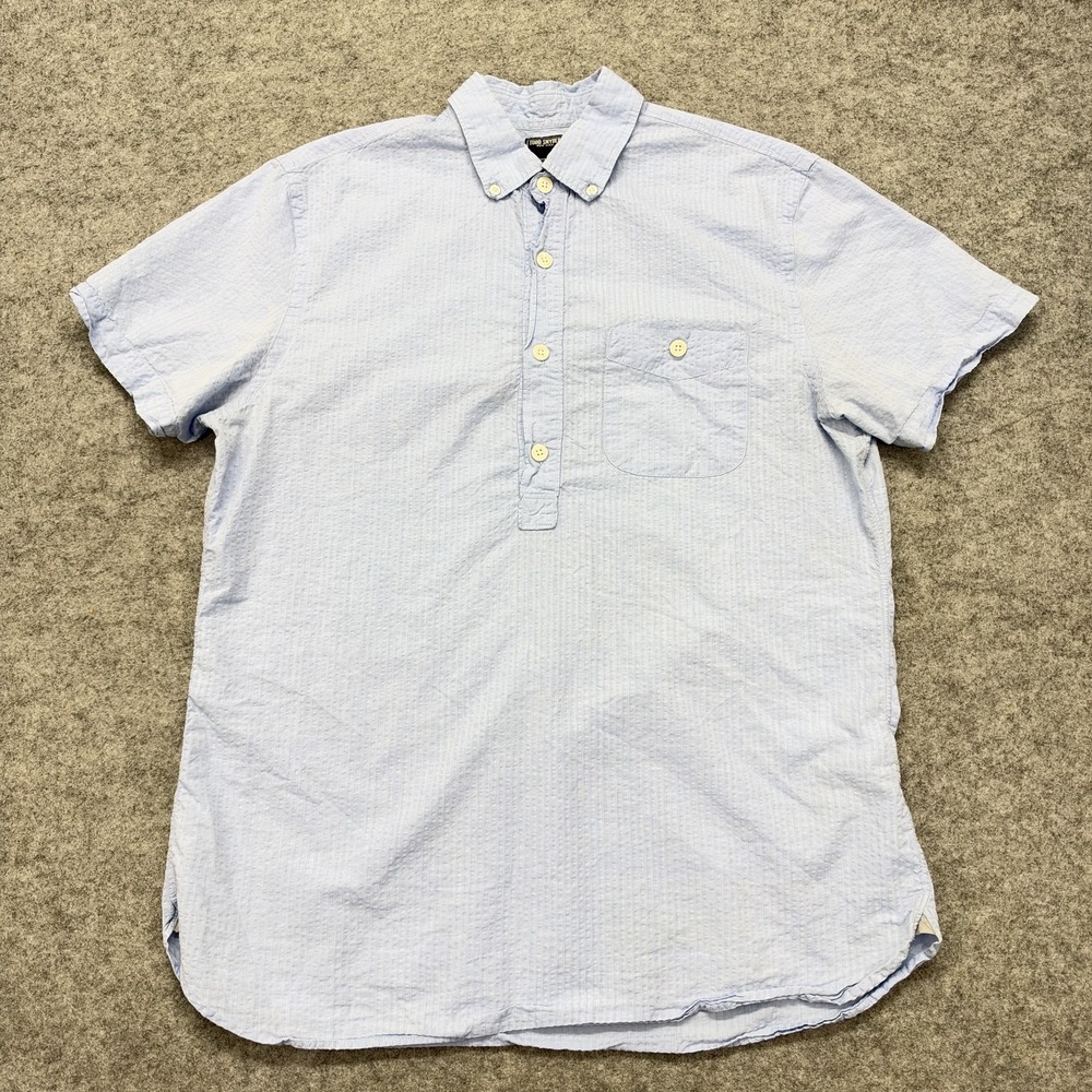 Todd Snyder Shirt Mens Medium Blue Seersucker Button Down Popover Cotton